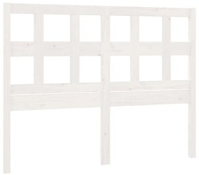 Testiera per letto bianca 125,5x4x100 cm legno massello di pino