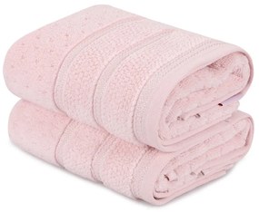 Set di 2 asciugamani in cotone rosa , 50 x 90 cm Arella - Foutastic