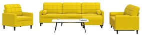 Set Di Divani 4 Pz Con Cuscini E Rinforzi Giallo İn Velluto /