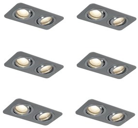 Set di 6 faretti da incasso arrotondati color canna di fucile GU10 50mm regolabili IP44 2 luci - Alberto