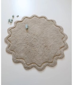 Tappeto rotondo beige in cotone lavabile e tessuto a mano ø 110 cm Sweet April Lin – Nattiot