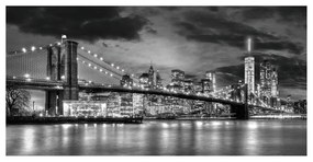 Stampa su tela Brooklyn Night B&W, multicolore 140 x 70 cm