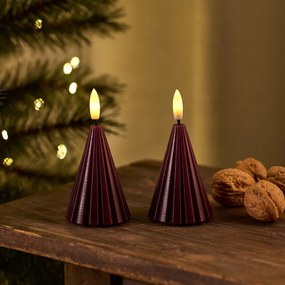 Decorazione natalizia luminosa burgundi 2 pz ø 6 cm Laura – Sirius