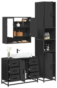 Set Mobili Da Bagno 3 Pz Nero İn Legno Multistrato /