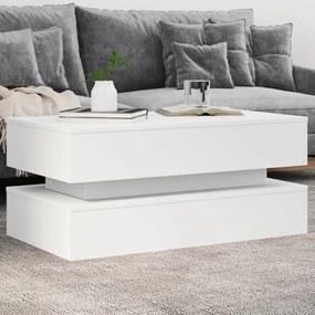 Tavolino Da Soggiorno Con Luci Led Bianco 90x50x40 Cm /