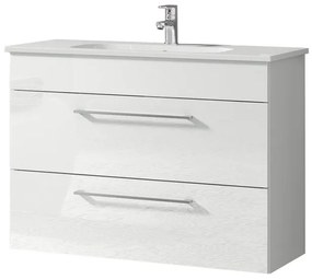 Mobile sottolavabo e lavabo Giò per vasca centrale laccato bianco L 81 x H 61.5 x P 40 cm 2 cassetti