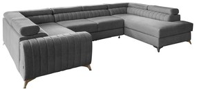 Divano angolare grigio scuro allungabile/con contenitore (con penisola a destra/a U) Louis – ELTAP