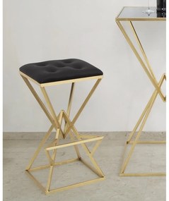 Sedia da bar nera/dorata in imbottito (altezza della seduta 75 cm) Piramid – Mauro Ferretti