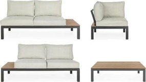 Salotto Angolare Da Esterno In Alluminio Con Doghe E Tavolino Elias Antracite Bizzotto