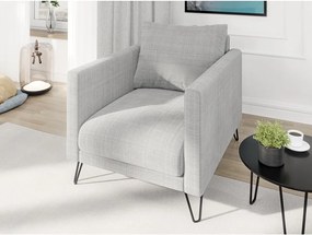 Poltrona grigio chiaro con rivestimento in ciniglia Freya – Ropez