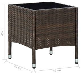 Tavolo da giardino marrone 40x40x45 cm in polyrattan