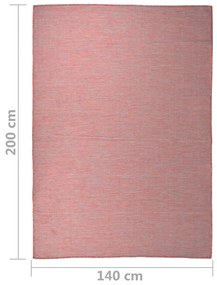 Tappeto da Esterni a Tessitura Piatta 140x200 cm Rosso