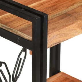 Libreria a 3 ripiani 60x30x80 cm in legno massello di acacia