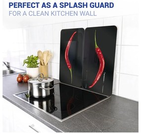 Set di 2 copri stufe in vetro, 52 x 30 cm Peperoni - Wenko