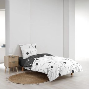 Set copripiumino e federa bianco/grigio scuro in microfibra per letto singolo 140x200 cm Sonate – douceur d'intérieur