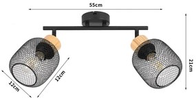 Brilagi - Faretto BASKLITE 2xE27/15W/230V in legno di caucciù/nero