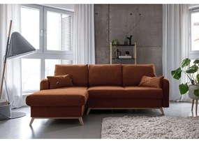 Divano letto angolare arancio mattone, angolo sinistro Scandic Lagom - Miuform