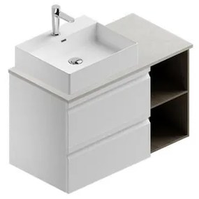 Mobile da bagno sospeso sotto lavabo L 90 x H 56 x P 46 cm bianco laccato opaco, 2 cassetti VISOBATH Pull