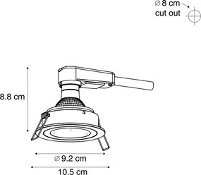 Set di 6 faretti da incasso moderni color canna di fucile orientabili IP44 - Chuck