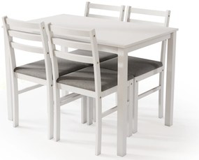 Set TORINO tavolo + 4 sedie Bianco / Grigio Chiaro (Sawana 21)