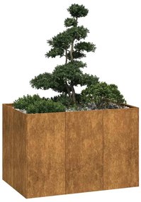 Fioriera Arrugginita 120x80x80 Cm İn Acciaio Corten /