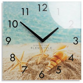 Orologio decorativo in vetro 30 cm con motivo spiaggia