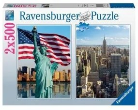 Puzzle Ravensburger Skyscraper &amp; Liberty 2 x 500 Pezzi
