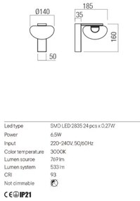 Redo 01-3242 - Applique a LED SINCLAIR LED/6,5W/230V CRI 93 IP21 nero