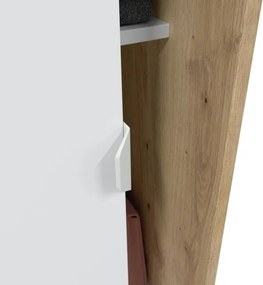 Armadio Guardaroba Appendiabiti 2 Ante Scorrevoli 120 Cm Rovere Nodi Bianco TOP120W