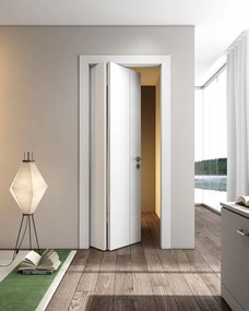 Porta pieghevole a libro asimmetrica Incanto V bianco latte L 60 x H 210 cm sinistra