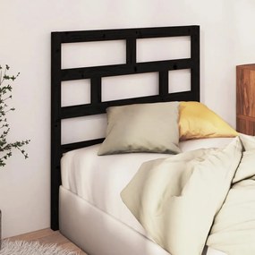 Testiera Per Letto Nera 81x4x100 Cm İn Legno Massello Di Pino /