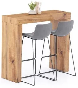 Tavolo Alto Evolution 120x40, Rovere Rustico con Due Gambe