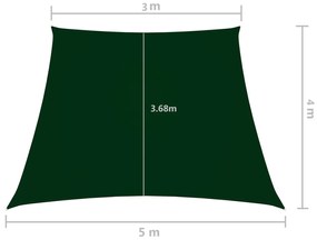 Parasole a Vela in Tela Oxford a Trapezio 3/5x4 m Verde Scuro