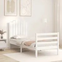 Giroletto con Testiera Bianco Small Single Legno Massello 3194142