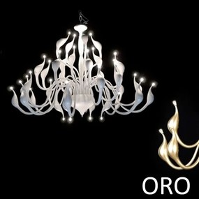 Lampadario 36 luci meta swan  md8098-36asg oro