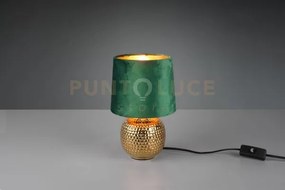 Sophia lampada da tavolo base ceramica oro e paralume effetto vellu...