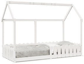 Giroletto Casetta Bambini Bianco 90x200 Cm Legno Massello Pino /
