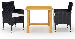 Set Mobili Da Pranzo Per Giardino 3 Pz Nero /