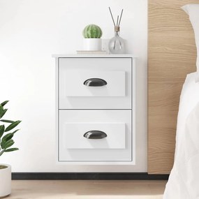 Comodini A Parete 2 Pz Bianchi 41,5x36x53 Cm /