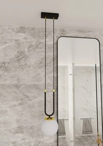 Lampadario a Sospensione in Acciaio e Vetro GLAM 1 Nero E14