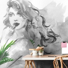 Carta da parati – Ritratto femminile in bianco e nero