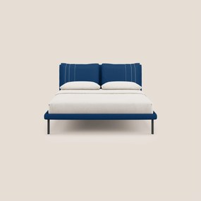 Giselle letto moderno con cuscini testata regolabili con tasche in microfibra impermeabile T11 blu