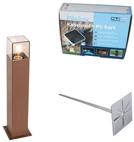 Lampada da esterno 50 cm ruggine con picchetto da terra e pressacavo - Denmark