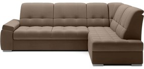 Divano angolare marrone allungabile/con contenitore (con penisola a destra/a L) e rivestimento in velluto Sado – ELTAP