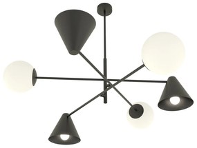 Plafoniera Moderna Industrial Njord 6 Luci Nero