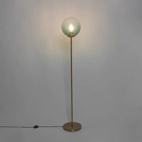 Lampada da terra Art Déco in ottone con vetro verde - Pallon