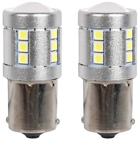 2 Pezzi Lampada Led BAU15S S25 PY21W 21 SMD 3030 12V 24V 300lm 3.5W Bianco Freddo Piedi Storti H41mm