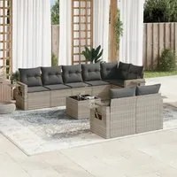 Set Divano da Giardino 9pz con Cuscini Grigio Chiaro Polyrattan 3220431