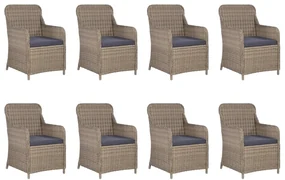 Set da pranzo da giardino 9 pz in polyrattan marrone