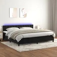 Letto a Molle con Materasso e LED Nero 200x200 cm in Vellutocod mxl 122868